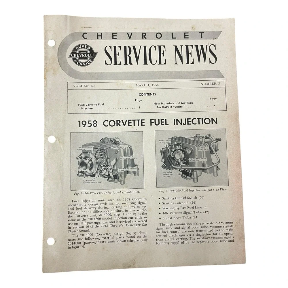 1958 Chevrolet Service News‎ Vol 30 #3 Brochure 58 Chevy Corvette Fuel Injection